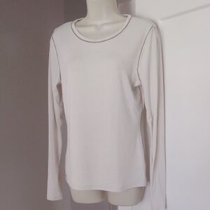 Melrose and Market Women's Long Sleeve Crewneck Top in Light Cream - Medium